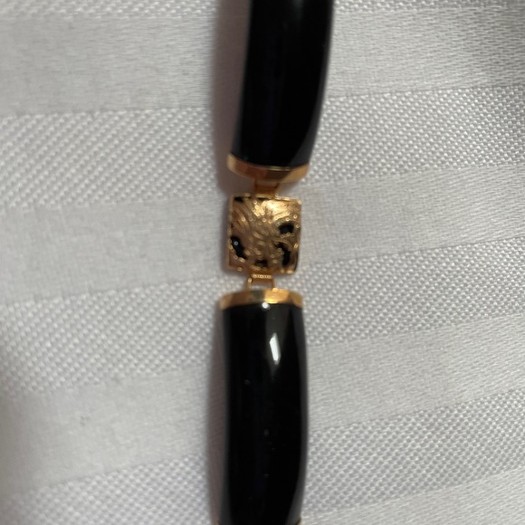 Vintage 14K Yellow Gold and Onyx Link Bracelet. Excellent condition. - Picture 6 of 6